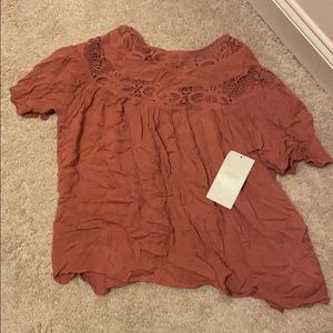 BRAND NEW WITH TAGS Zara coral lace neck top